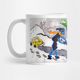 Alien Ant Shoveling Snow Mug